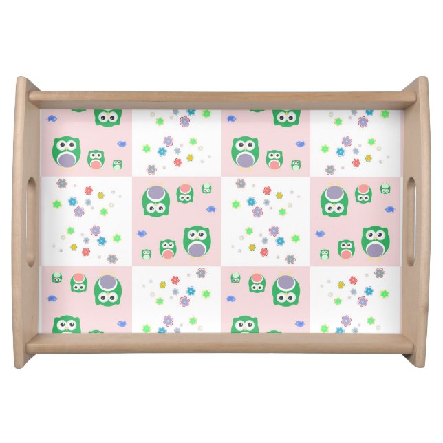 Colourful Owl Pattern For Kids Serving Tray (Front)