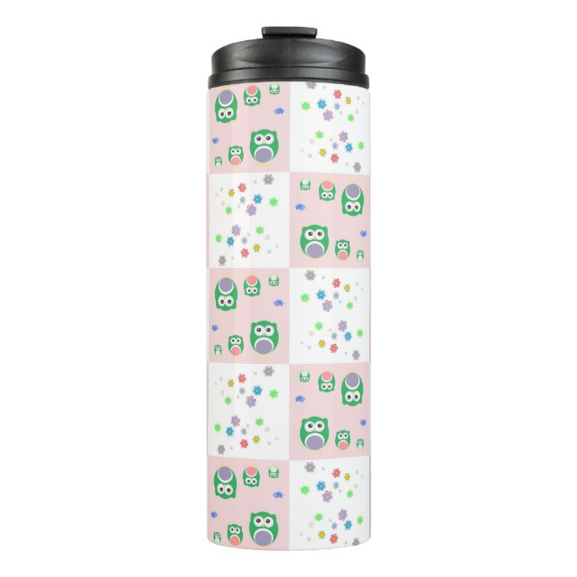 Colourful Owl Pattern For Kids Thermal Tumbler (Front)