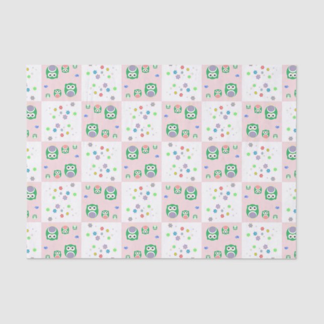 Colourful Owl Pattern For Kids Tissue Paper (Front)