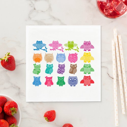 Colourful Owls Wise Birds Napkins