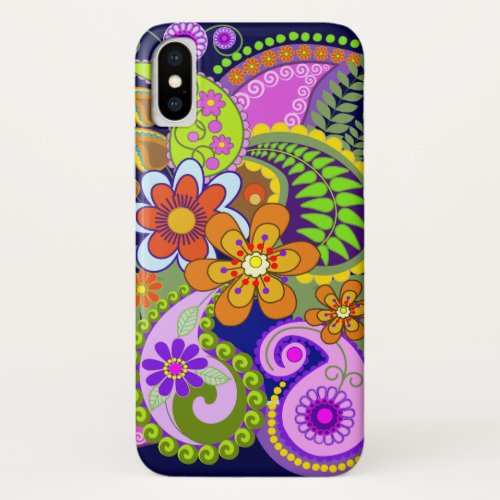 Colourful Paisley Patterns and Flowers iPhone X Case