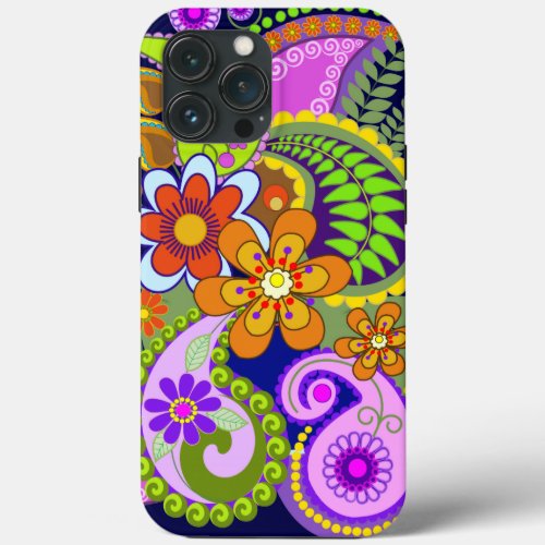 Colourful Paisley Patterns and Flowers iPhone 13 Pro Max Case