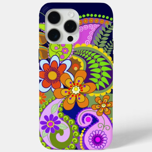 Colourful Paisley Patterns and Flowers iPhone 15 Pro Max Case