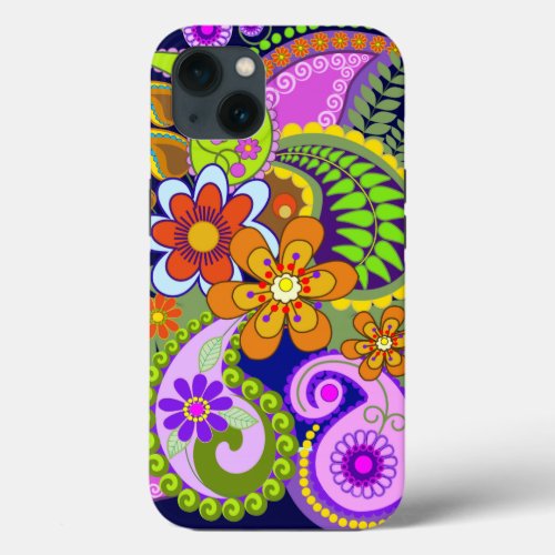 Colourful Paisley Patterns and Flowers iPhone 13 Case