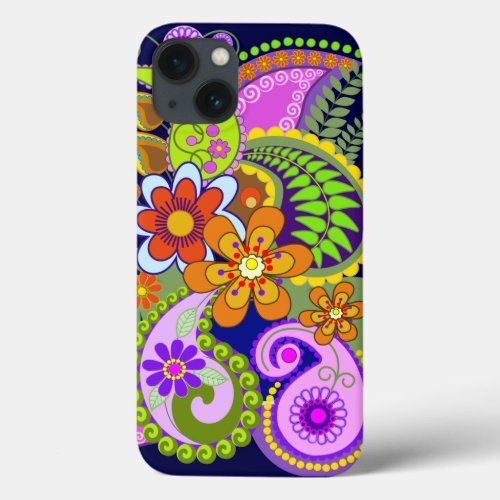 Colourful Paisley Patterns and Flowers iPhone 13 Case