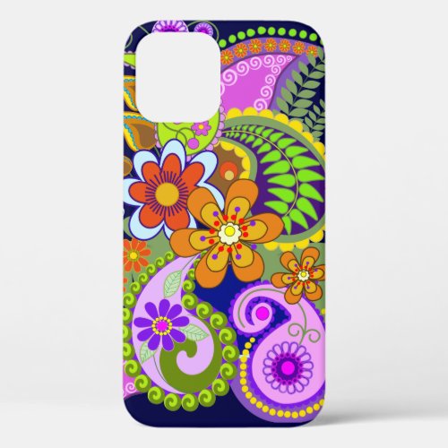 Colourful Paisley Patterns and Flowers iPhone 12 Case