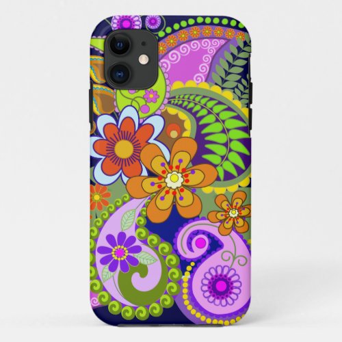 Colourful Paisley Patterns and Flowers iPhone 11 Case