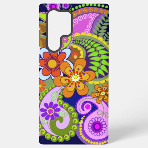 Colourful Paisley Patterns and Flowers Samsung Galaxy S22 Ultra Case