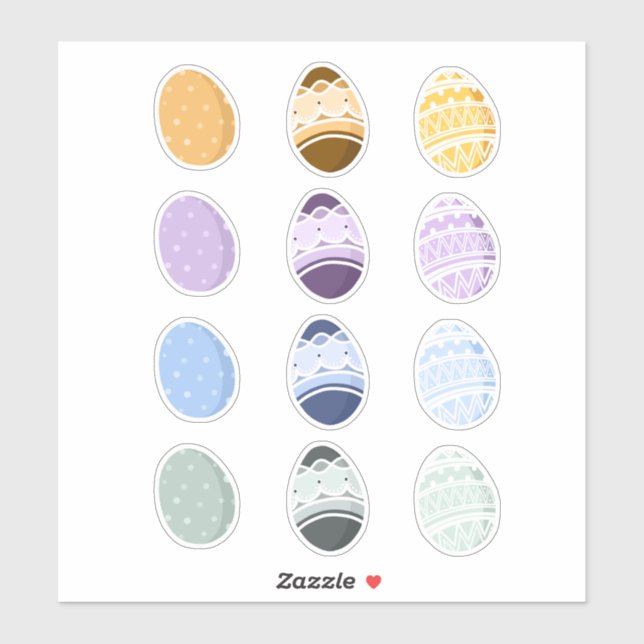 Colourful Pale Easter Eggs Sticker (Sheet)