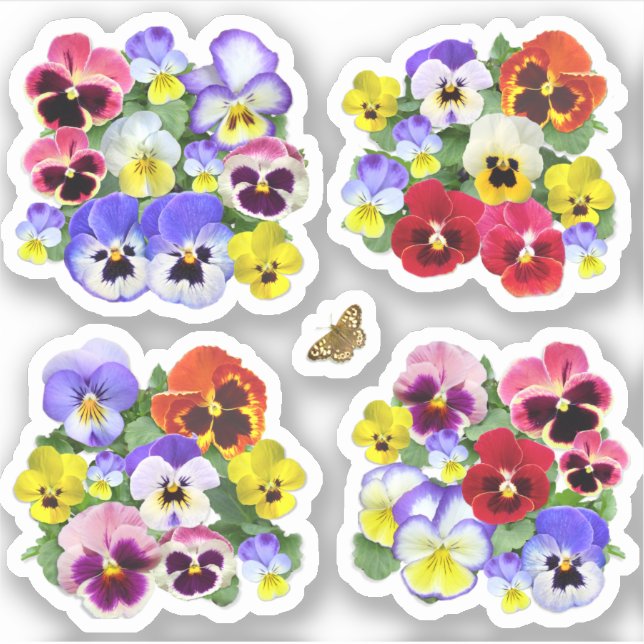 Colourful Pansies Contour Sticker (Front)