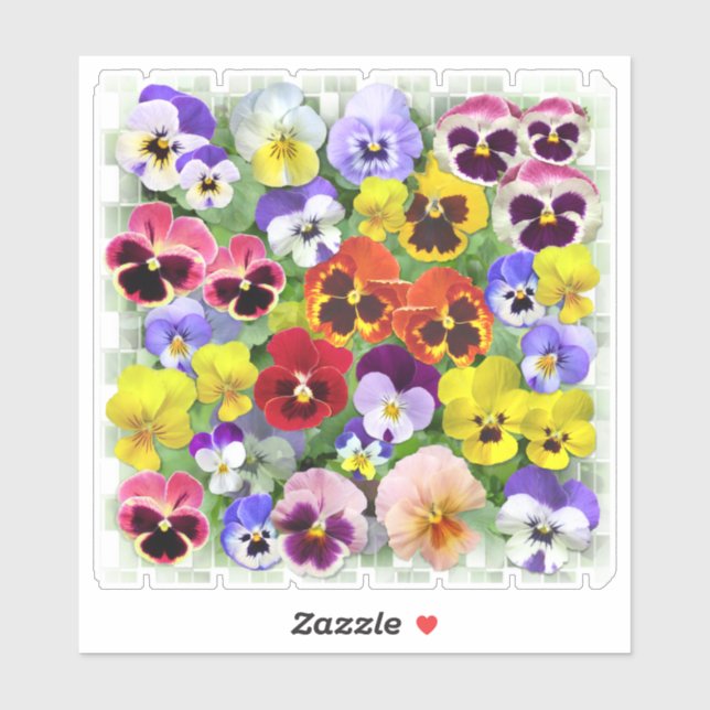 Colourful Pansies Custom-Cut Vinyl Sticker (Sheet)