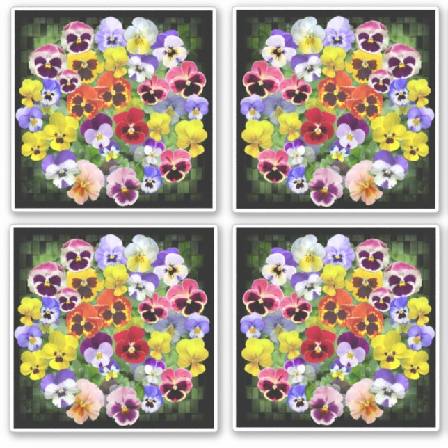 Colourful Pansies Sticker (Front)