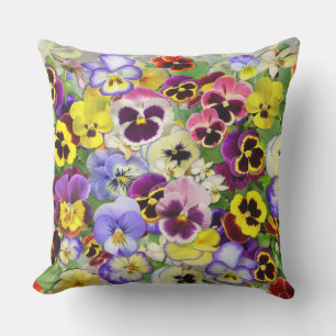 Colourful Pansy Cascade Throw Pillow