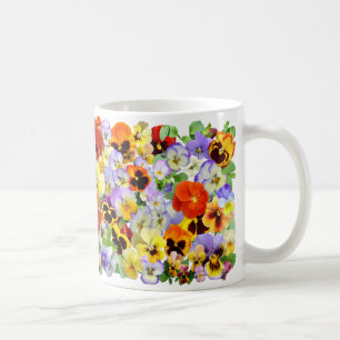 Colourful Pansy Collage Coffee Mug