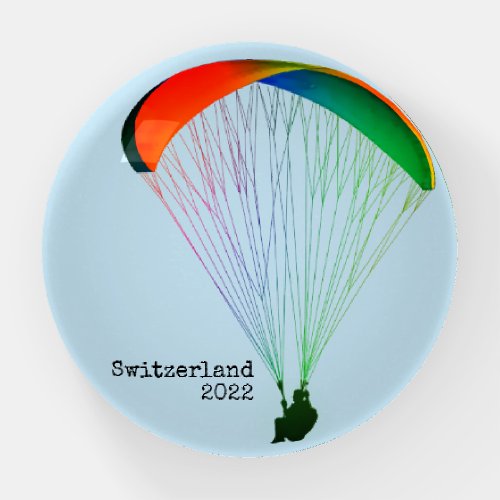 Colourful Paraglider Graphic with Custom Text Paperweight