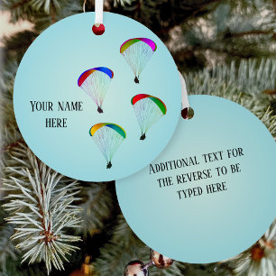 Colourful Paragliders against sky - personalize Metal Ornament