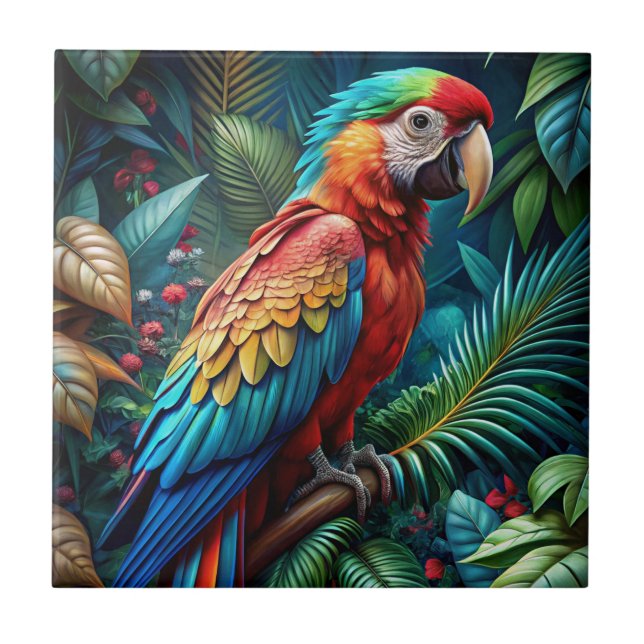 Colourful Parrot Ceramic Tile (Front)