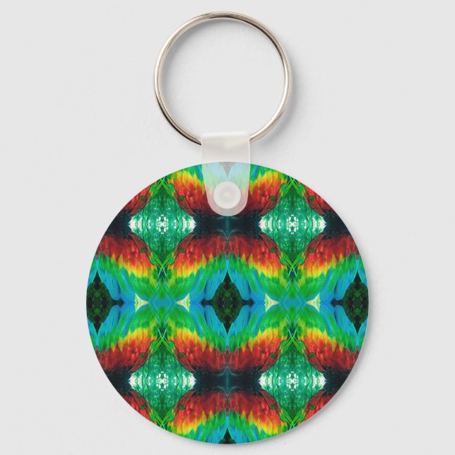 Colourful Parrot feathers pattern Keychain (Front)