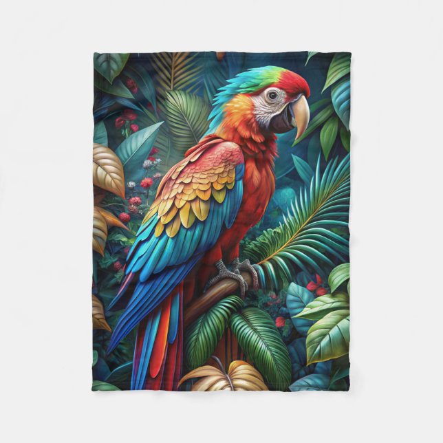 Colourful Parrot Fleece Blanket (Front)