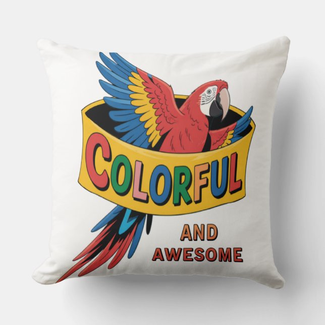 Colourful Parrot  Throw Pillow (Front)