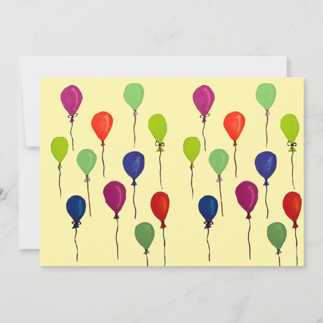Colourful party balloons invitation (Front)