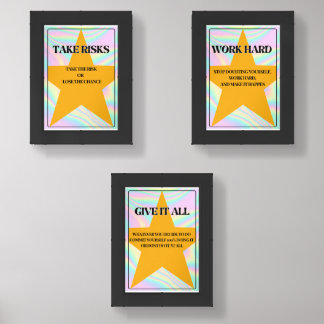 colourful pastel holographic affirmation posters wall art sets