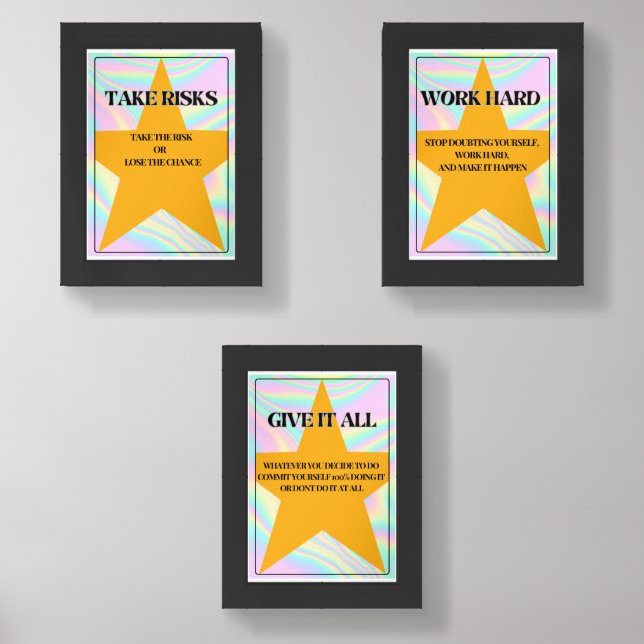 colourful pastel holographic affirmation posters wall art sets (Front)