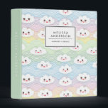 Colourful Pastel Kawaii Clouds Pattern 3 Ring Binder<br><div class="desc">Organize your documents,  recipes and files with this cute and colorful binder. It features kawaii clouds with colorful pastel waves pattern. Personalize by adding names and other details. This cloud pattern binder will be perfect as a personalized gift.</div>