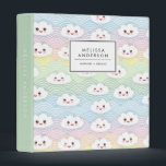 Colourful Pastel Kawaii Clouds Pattern 3 Ring Binder<br><div class="desc">Organize your documents,  recipes and files with this cute and colorful binder. It features kawaii clouds with colorful pastel waves pattern. Personalize by adding names and other details. This cloud pattern binder will be perfect as a personalized gift.</div>