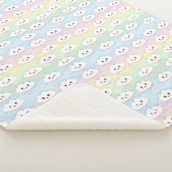 Colourful Pastel Waves Kawaii Emoji Clouds Pattern Sherpa Blanket by KeikoPrints at Zazzle