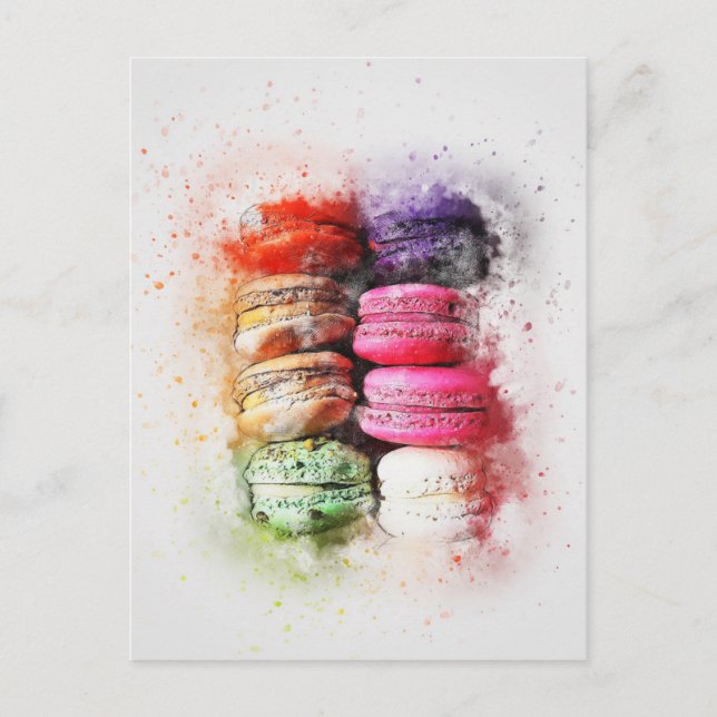 Colourful Pastry Cake Macaroon Abstract Postcard (Front)