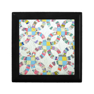 Colourful patchwork quilt keepsake box