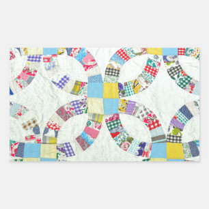 Colourful patchwork quilt rectangular sticker