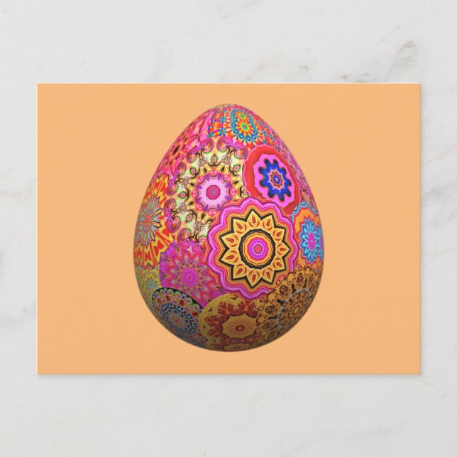 Colourful patterned Easter egg Holiday Postcard (Front)