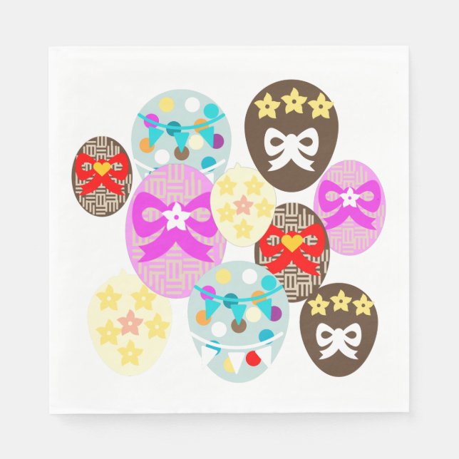 Colourful patterned Easter Egg  Napkins (Front)