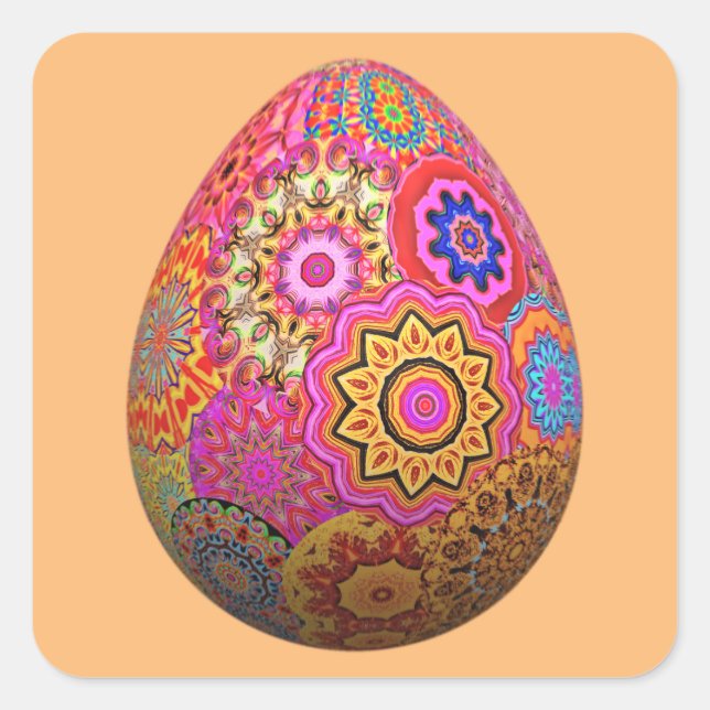 Colourful patterned Easter egg Square Sticker (Front)