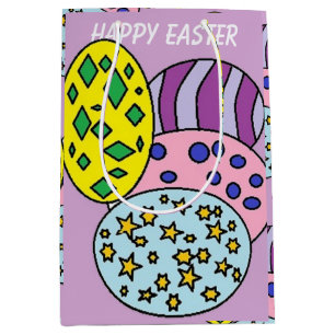 Colourful Patterned Eggs Easter Medium Gift Bag