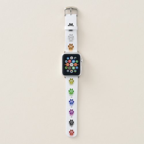 Colourful Paw Prints Apple Watch Band