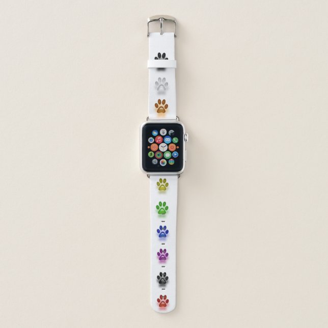 Colourful Paw Prints Apple Watch Band (Front)