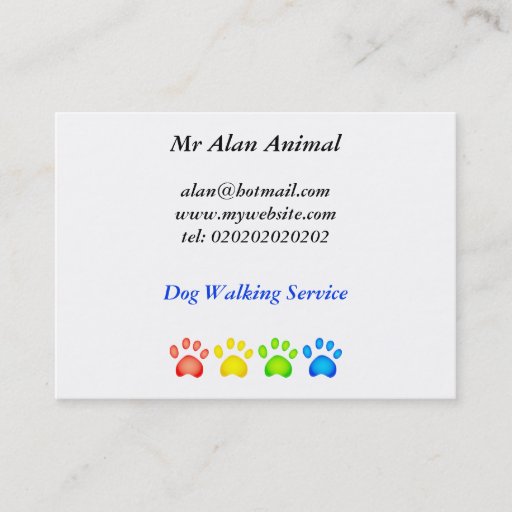 Customizable Colourful Paws, Business Card