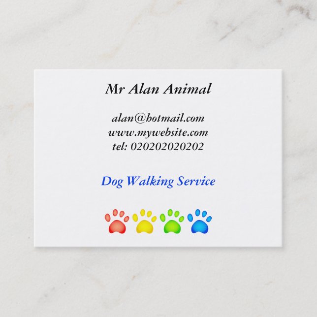 Colourful Paws, Business Card (Front)