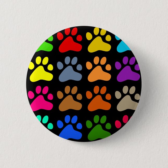 Colourful Paws Pinback Button (Front)