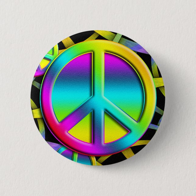 colourful PEACE Pinback Button (Front)