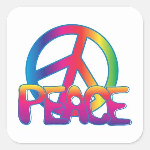 Colourful Peace Symbol Square Sticker