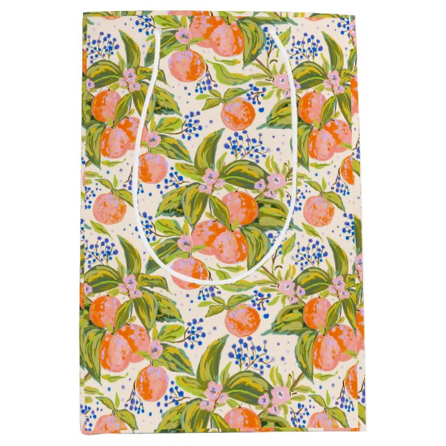 Colourful peaches with flowers  medium gift bag (Front)