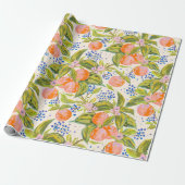 Colourful peaches with flowers  wrapping paper (Unrolled)