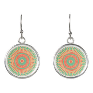 Colourful peppermint and apricot mandala fashion earrings