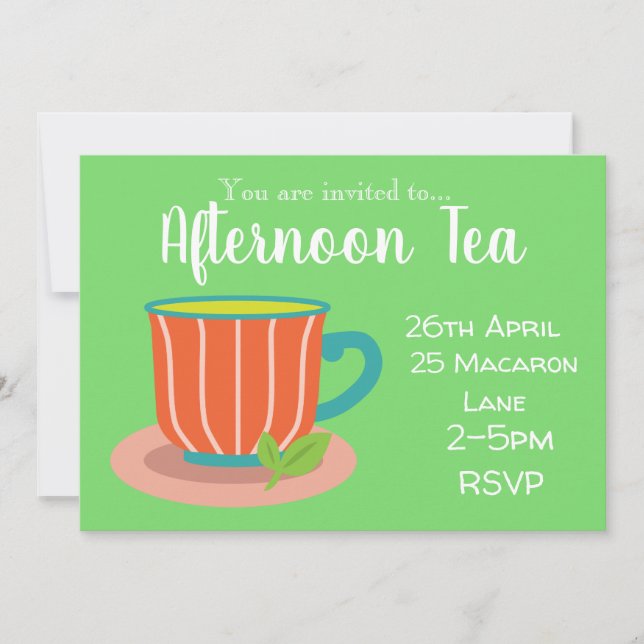 Colourful peppermint tea afternoon tea party invitation (Front)