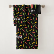 Colourful Peppers Pattern Bath Towel Set