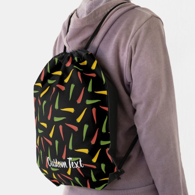 Colourful Peppers Pattern Drawstring Bag (Insitu)